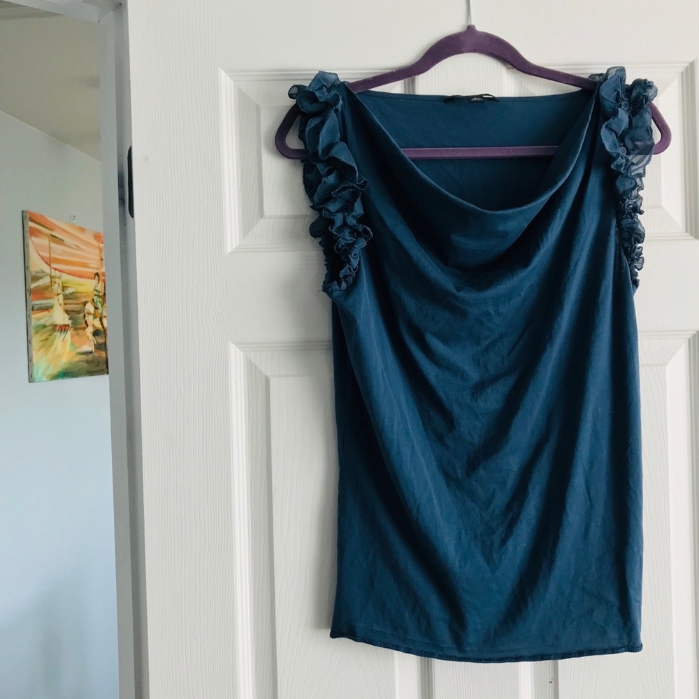 Banana Republic Silk & Cotton Gray Blue Sexy  Top